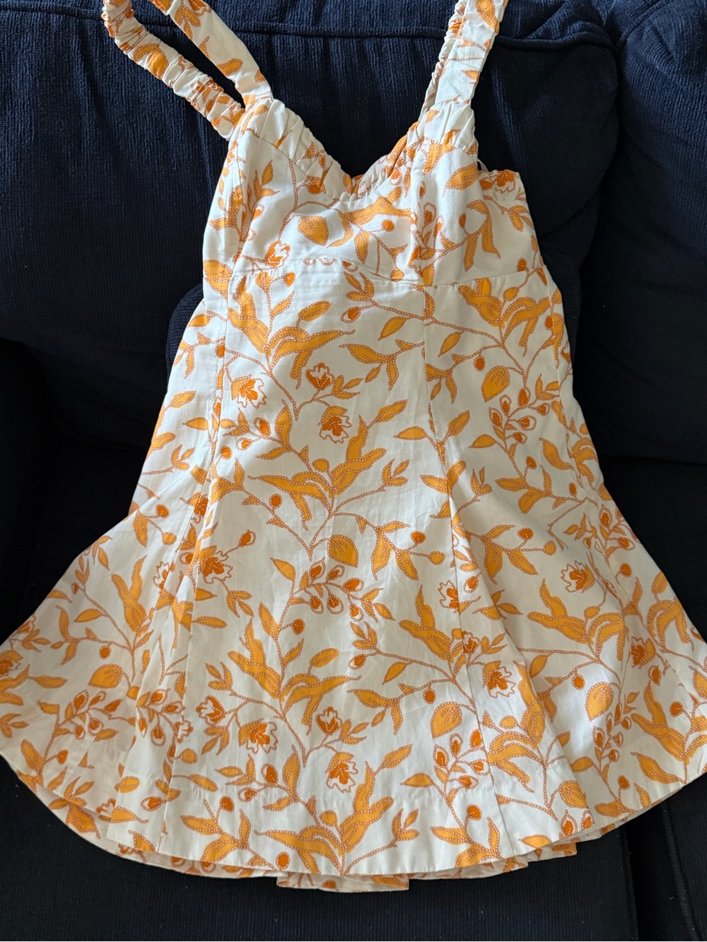 Maeve White Mini Dress with Yellow Floral Print